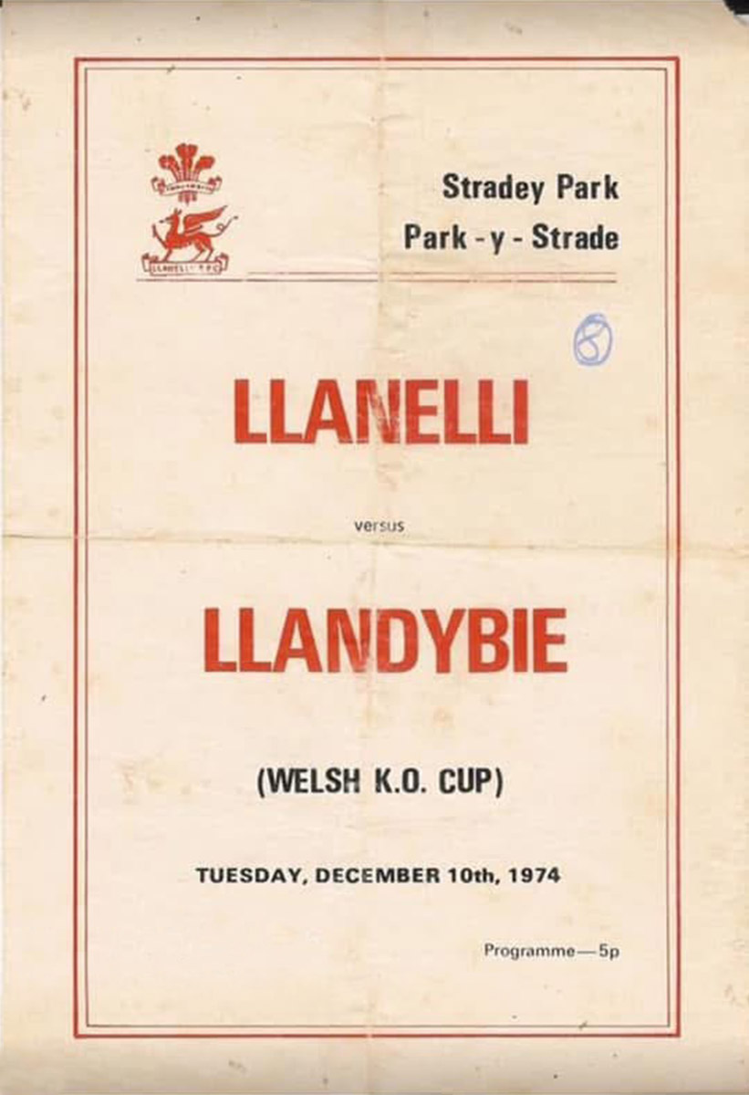 Llanelli v Llandybie 1974 pogramme